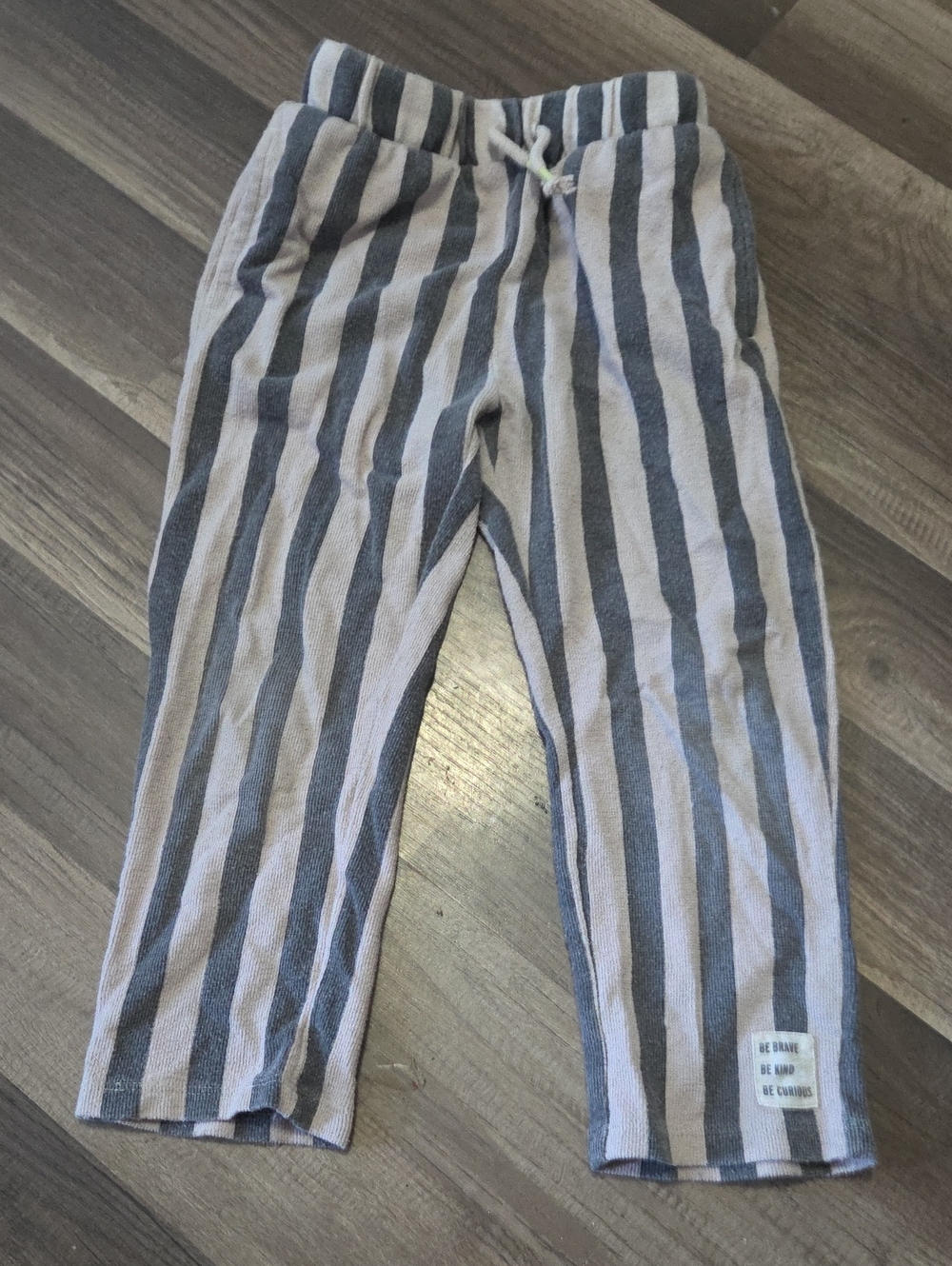 Grayson Mini Casual Stripe Lounge Pants - Gray & Cream Size 4